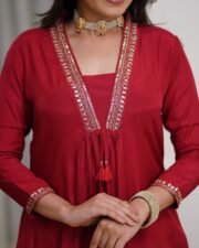 Red Anarkali Suit Set - Image 2